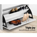 darrahopens Furniture > Living Room Artiss Shoe Cabinet Bench Shoes Organiser Storage Rack Cupboard White 15 Pairs