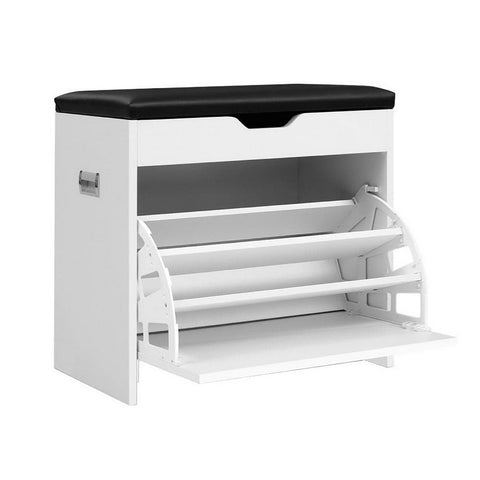 darrahopens Furniture > Living Room Artiss Shoe Cabinet Bench Shoes Organiser Storage Rack Cupboard White 15 Pairs