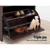 darrahopens Furniture > Living Room Artiss Shoe Cabinet Bench Shoes Organiser Storage Rack Wooden Cupboard 15 Pairs