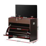 darrahopens Furniture > Living Room Artiss Shoe Cabinet Bench Shoes Organiser Storage Rack Wooden Cupboard 15 Pairs