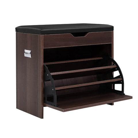 darrahopens Furniture > Living Room Artiss Shoe Cabinet Bench Shoes Organiser Storage Rack Wooden Cupboard 15 Pairs