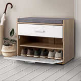 darrahopens Furniture > Living Room Artiss Shoe Cabinet Bench Shoes Storage Organiser Rack Fabric Seat Wooden Cupboard Up to 8 pairs
