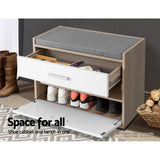 darrahopens Furniture > Living Room Artiss Shoe Cabinet Bench Shoes Storage Organiser Rack Fabric Seat Wooden Cupboard Up to 8 pairs