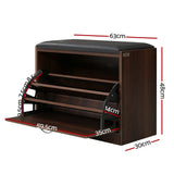 darrahopens Furniture > Living Room Artiss Shoe Cabinet Bench Shoes Storage Rack Organiser Drawer 15 Pairs Walnut