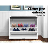 darrahopens Furniture > Living Room Artiss Shoe Cabinet Bench Shoes Storage Rack Organiser Drawer White 15 Pairs