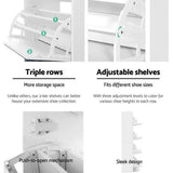 darrahopens Furniture > Living Room Artiss Shoe Cabinet Mirror Shoes Storage Rack Organiser 60 Pairs Cupboard Shelf