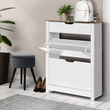 darrahopens Furniture > Living Room Artiss Shoe Cabinet Rack Storage Organiser Cupboard Shelf Drawer 16 Pairs White
