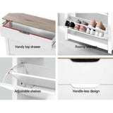 darrahopens Furniture > Living Room Artiss Shoe Cabinet Rack Storage Organiser Cupboard Shelf Drawer 16 Pairs White