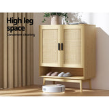 Darrahopens Furniture > Living Room Artiss Shoe Cabinet Rattan Shoes Storage Rack Organiser Wooden Cupboard Shelf