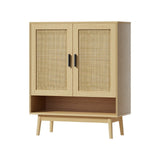 Darrahopens Furniture > Living Room Artiss Shoe Cabinet Rattan Shoes Storage Rack Organiser Wooden Cupboard Shelf