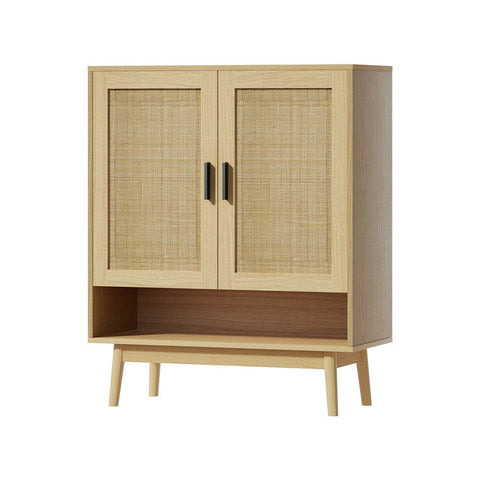 Darrahopens Furniture > Living Room Artiss Shoe Cabinet Rattan Shoes Storage Rack Organiser Wooden Cupboard Shelf