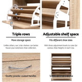 darrahopens Furniture > Living Room Artiss Shoe Cabinet Shoes Storage Rack 24 Pairs Organiser Shelf Cupboard Oak