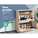 darrahopens Furniture > Living Room Artiss Shoe Cabinet Shoes Storage Rack 24 Pairs Organiser Shelf Cupboard Oak