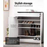 darrahopens Furniture > Living Room Artiss Shoe Cabinet Shoes Storage Rack High Gloss Organiser Cupboard White