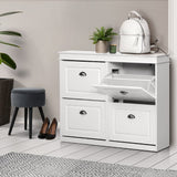 darrahopens Furniture > Living Room Artiss Shoe Cabinet Shoes Storage Rack Organiser White Shelf Drawer Cupboard 24 Pairs