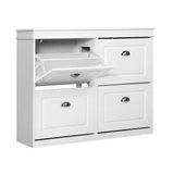 darrahopens Furniture > Living Room Artiss Shoe Cabinet Shoes Storage Rack Organiser White Shelf Drawer Cupboard 24 Pairs