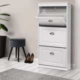 darrahopens Furniture > Living Room Artiss Shoe Cabinet Shoes Storage Rack White Organiser Shelf Cupboard 18 Pairs Drawer