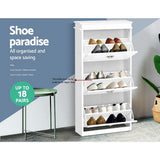 darrahopens Furniture > Living Room Artiss Shoe Cabinet Shoes Storage Rack White Organiser Shelf Cupboard 18 Pairs Drawer