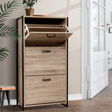 darrahopens Furniture > Living Room Artiss Shoe Cabinet Shoes Storage Rack Wooden Organiser Up to 24 Pairs Shelf Cupboard Metal Frame