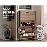 darrahopens Furniture > Living Room Artiss Shoe Cabinet Shoes Storage Rack Wooden Organiser Up to 24 Pairs Shelf Cupboard Metal Frame