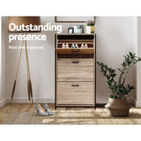 darrahopens Furniture > Living Room Artiss Shoe Cabinet Shoes Storage Rack Wooden Organiser Up to 24 Pairs Shelf Cupboard Metal Frame
