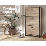 darrahopens Furniture > Living Room Artiss Shoe Cabinet Shoes Storage Rack Wooden Organiser Up to 24 Pairs Shelf Cupboard Metal Frame