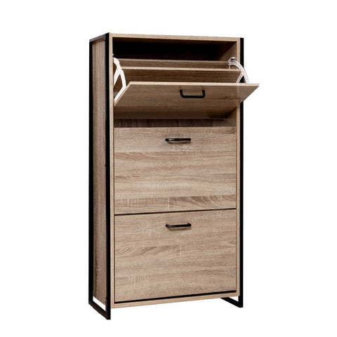 darrahopens Furniture > Living Room Artiss Shoe Cabinet Shoes Storage Rack Wooden Organiser Up to 24 Pairs Shelf Cupboard Metal Frame