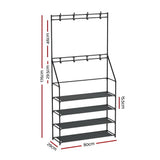 Darrahopens Furniture > Living Room Artiss Shoe Rack Coat Hat Stand Hallway Shoes Storage Tree Metal Shelves Black