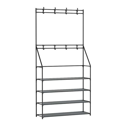 Darrahopens Furniture > Living Room Artiss Shoe Rack Coat Hat Stand Hallway Shoes Storage Tree Metal Shelves Black