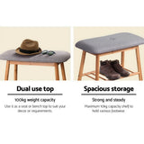 darrahopens Furniture > Living Room Artiss Shoe Rack Seat Bench Chair Shelf Organisers Bamboo Grey