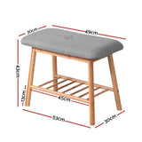 darrahopens Furniture > Living Room Artiss Shoe Rack Seat Bench Chair Shelf Organisers Bamboo Grey