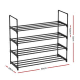 Darrahopens Furniture > Living Room Artiss Shoe Rack Stackable 4 Tiers 80cm Shoes Shelves Storage Stand Black