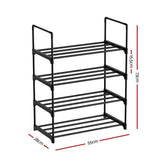 Darrahopens Furniture > Living Room Artiss Shoe Rack Stackable Shelves 4 Tiers 55cm Shoes Storage Stand Black