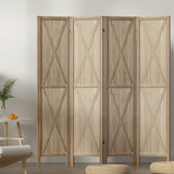 Darrahopens Furniture > Living Room Artiss Silon Room Divider Screen Privacy Wood Dividers Stand 4 Panel Brown