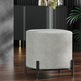 Darrahopens Furniture > Living Room Artiss Square Foot Stool Faux Linen Fabric Ottoman Foot Rest Padded Seat Grey