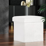 Darrahopens Furniture > Living Room Artiss Square Foot Stool Teddy Fabric Storage Ottoman Footrest Padded Seat White