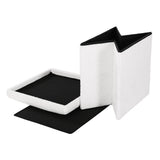 Darrahopens Furniture > Living Room Artiss Square Foot Stool Teddy Fabric Storage Ottoman Footrest Padded Seat White