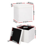 Darrahopens Furniture > Living Room Artiss Square Foot Stool Teddy Fabric Storage Ottoman Footrest Padded Seat White