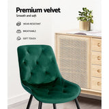 Darrahopens Furniture > Living Room Artiss Starlyn Dining Chairs Kitchen Chairs Velvet Padded Seat Set of 2 Green