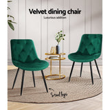 Darrahopens Furniture > Living Room Artiss Starlyn Dining Chairs Kitchen Chairs Velvet Padded Seat Set of 2 Green
