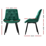 Darrahopens Furniture > Living Room Artiss Starlyn Dining Chairs Kitchen Chairs Velvet Padded Seat Set of 2 Green
