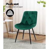 Darrahopens Furniture > Living Room Artiss Starlyn Dining Chairs Kitchen Chairs Velvet Padded Seat Set of 2 Green