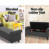 darrahopens Furniture > Living Room Artiss Storage Ottoman Blanket Box 126cm Linen Fabric Arm Foot Stool Couch Large