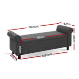 darrahopens Furniture > Living Room Artiss Storage Ottoman Blanket Box 126cm Linen Fabric Arm Foot Stool Couch Large