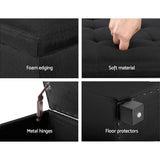 darrahopens Furniture > Living Room Artiss Storage Ottoman Blanket Box Black Fabric Footstool Chest Couch Seat Toy
