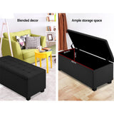 darrahopens Furniture > Living Room Artiss Storage Ottoman Blanket Box Black Fabric Footstool Chest Couch Seat Toy