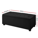 darrahopens Furniture > Living Room Artiss Storage Ottoman Blanket Box Black Fabric Footstool Chest Couch Seat Toy