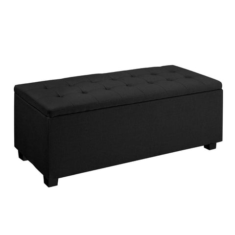 darrahopens Furniture > Living Room Artiss Storage Ottoman Blanket Box Black Fabric Footstool Chest Couch Seat Toy