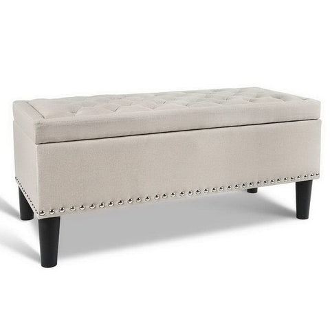 darrahopens Furniture > Living Room Artiss Storage Ottoman Blanket Box Fabric Chest Footstool Foot Stool Bench Taupe