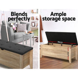 darrahopens Furniture > Living Room Artiss Storage Ottoman Blanket Box Leather Bench Foot Stool Chest Toy Oak Couch